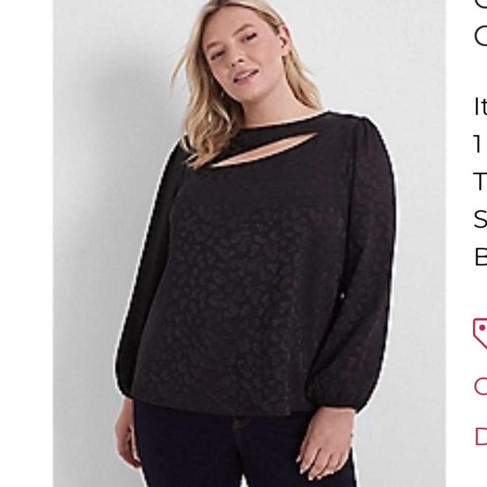Lane Bryant Black Blouse with Cutout Detail